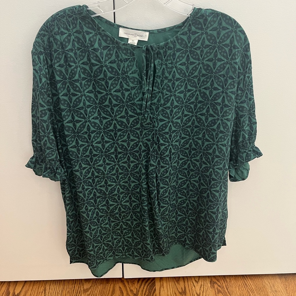 Green Patterned Women's Top